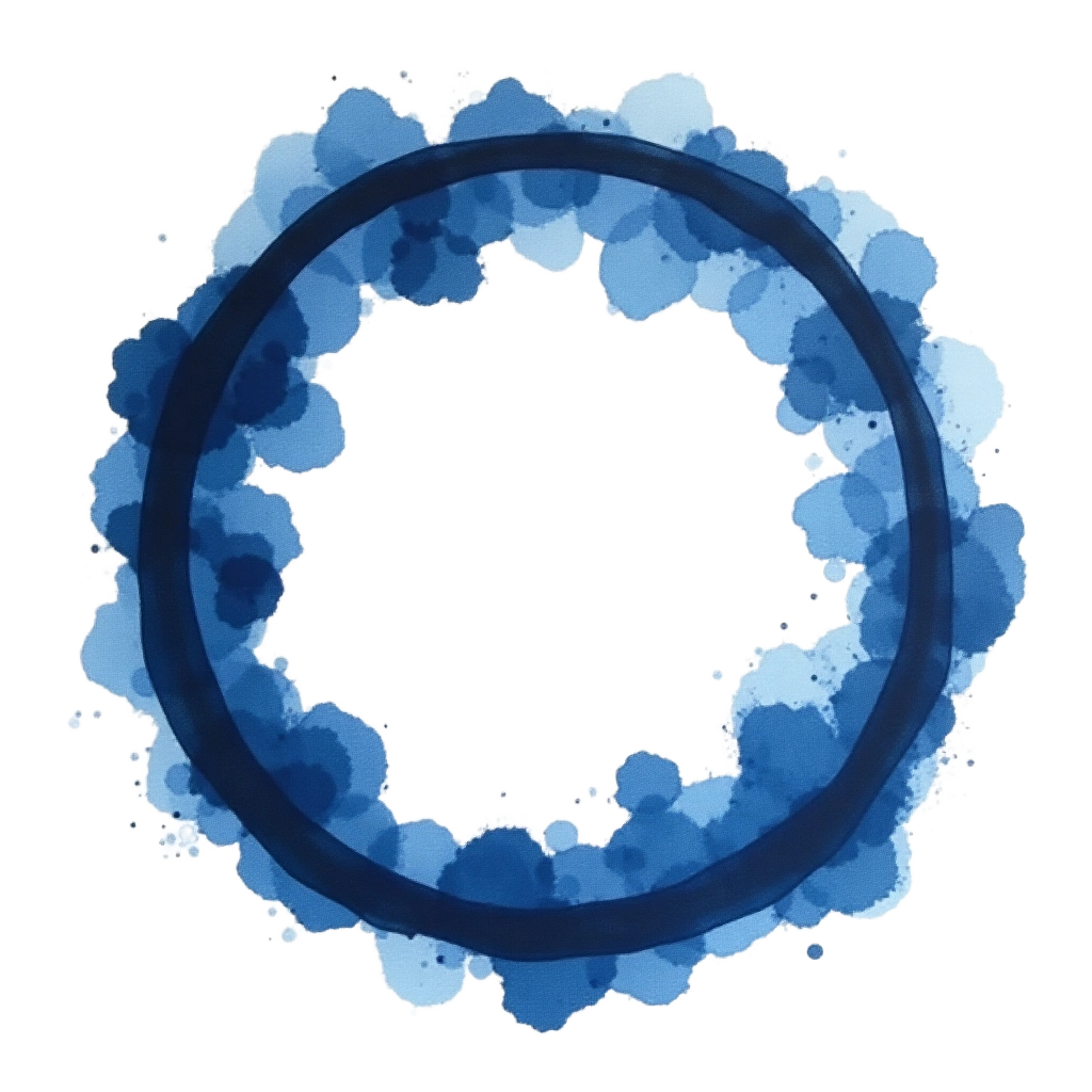 Blue Circle with Watercolor Splashes